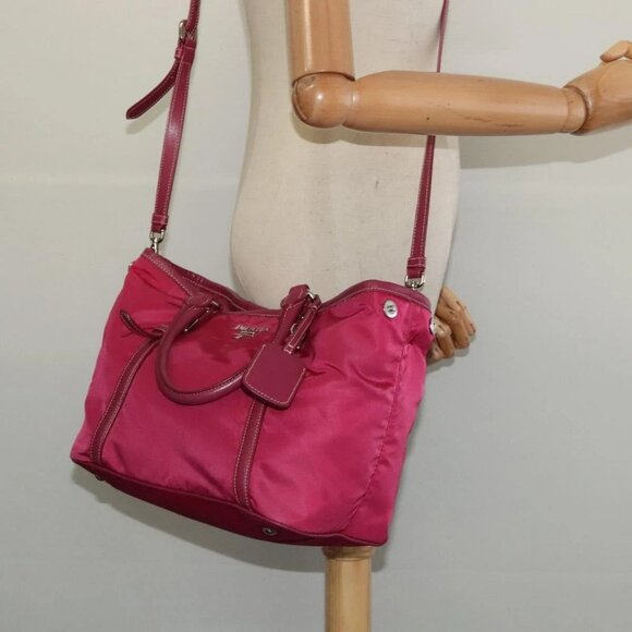PRADA Tote Bag Nylon 2way Pink Silver Auth - Picture 1 of 16